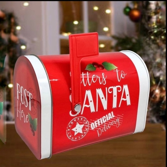 Letters to Santa Christmas Tin Tabletop Mailbox Decoration Red Official Delivery - Picture 13 of 13